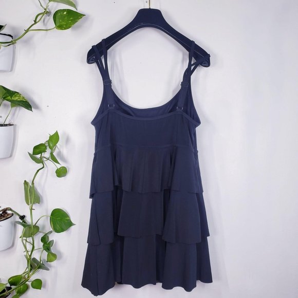 LONGITUDE Black Layered One Piece Swimdress 16 XL - Picture 10 of 11